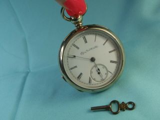 Antique 1800s Elgin Victorian Key Wind Mens Pocket Watch 85mm X 55mm With Key