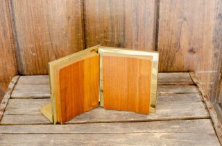 Vintage Mcm Bookends Mid - Century Modern Style Wood And Gold Bookends