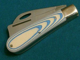 Vintage Taylor Elk Horn Japan Candy Striped Razor Hawkbill Hookbill Knife Pruner
