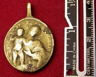 Antique 18th Century Virgin Mother Hodegetria Spanish Colonial Shipwreck Medal