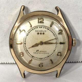Vintage Benrus 3 Star 25 Jewel Self - Winding Swiss - Made Watch - For Repair
