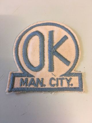 1 X Manchester Man City Sew - On Vintage 60s 70s Patch Mcfc Citizens Badge Berting