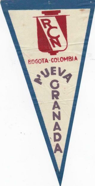Qsl - Pennant: Emisora Nueva Granada,  Bogota,  Colombia " Vintage Pennant "
