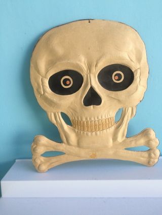 Antique Die Cut German Embossed Skull Crossbones Halloween Decoration 20 