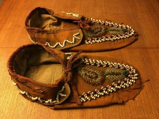 Antique Iroquois Beaded Moccasins Native American Indian Vintage
