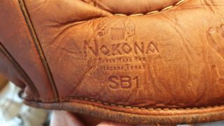 Vintage 1940 ' S NOKONA Gripper Pocket SB1 Softball Glove Mitt.  USA MADE. 3
