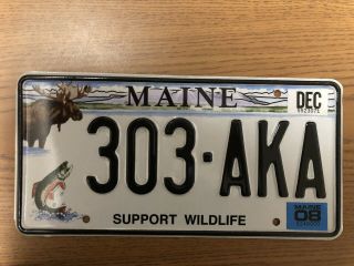Maine Support Wildlife License Plate - “303 Aka”