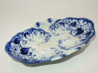 Antique French Porcelain Tray " Flora " Pattern Blue White Floral Creil Montereau