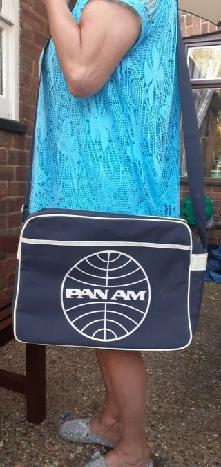 Vintage Pan - Am Bag Carry - On Cabin Baggage - Blue Vinyl,  With Shoulder Strap