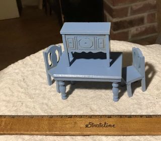 Vintage Wooden Doll Furniture Set - Table Chairs Buffet Miniature