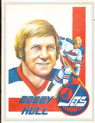 11/27 1975 Racers Vs Winnipeg Jets Bobby Hull On Program Cover Bxwhl