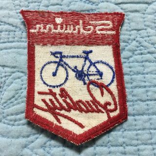 Vintage Schwinn Quality Bicycles Sew On Patch Red White Blue Racing Bike 2