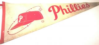 Vintage Philadelphia Phillies Baseball Mlb Pennant Felt Pennant 12 " X 30 " Decor