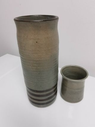 Vintage Hand Thrown Stoneware Ceramic Studio Pottery Vase Artist Signed - 1962