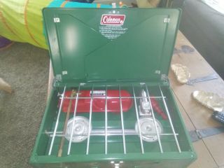 Coleman Cooking Camping Grill Camp Stove Two Burner Green Vintage Usa 425e