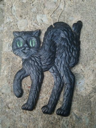 Antique 6.  5” Die Cut German Embossed Black Cat Halloween Decoration 20 
