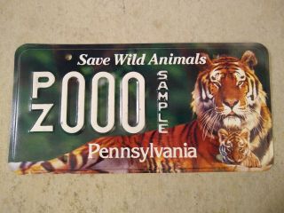 Pennsylvania Save Wild Animals Sample License Plate