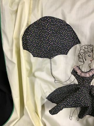 Vintage Embroidered APRON Lady With Parasol And Matching Panties 3
