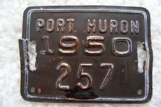 Michigan 1950 Bicycle License Plate From The City Of Port Huron – Look