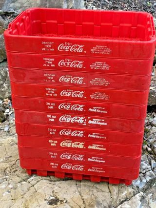 10 Vintage Coca Cola / Coke Red Plastic Stackable Crates / Trays / Carriers
