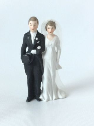 Antique Vtg Bisque Bride Groom Figurine Wedding Cake Topper Flapper 20s Germany