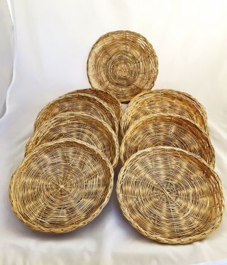 9 Vintage Bamboo Rattan Paper Plate Holders Picnic Bbq Camping Retro