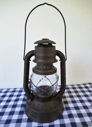 Antique Lantern Dietz D - Lite Primitive Oil Kerosene Barn Lamp,  Manufactured 1938
