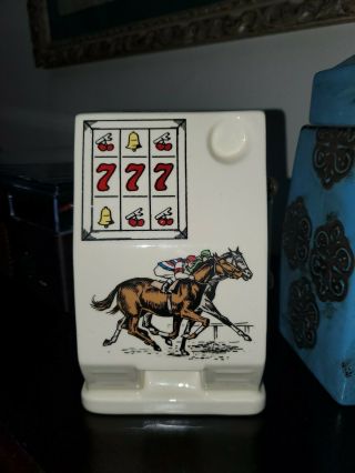Vintage Horse Race Track & Slot Machine Ceramic Piggy Bank