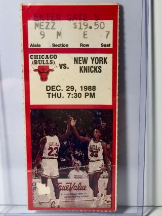 1988 Nba Chicago Bulls Vs York Knicks Ticket Stub - Michael Jordan - Dec 29