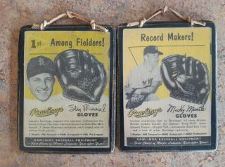 Vtg 50s 60s Rawlings Baseball Glove Ads Mickey Mantle And Stan Musial