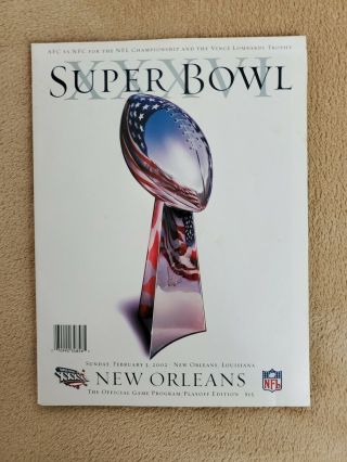 Bowl 36 - Official Game Program Patriots Vs.  Rams Orleans 2001