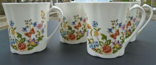 Vintage Aynsley Bone China Cups Set of 4 Cottage Garden 3