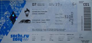 Ticket 7.  2.  2014 Olympic Sotschi Sochi Opening Ceremony C01