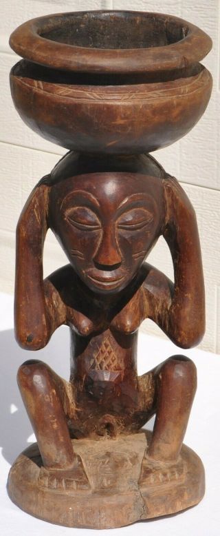 Antique Hand Carved Wood African Fertility Statue Sculpture Figurine Goddess Old