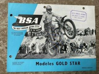1954 Bsa Gold Star Sales Brochure - French Edition