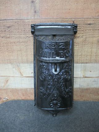 Vintage Antique Black Cast Iron No.  2 Mail Box