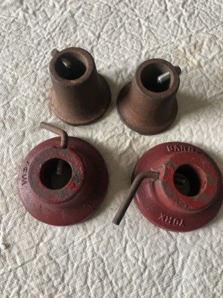 Vintage Pair York Barbell Standard 1 " Bar Red Heavy Cast Iron Weight Collars