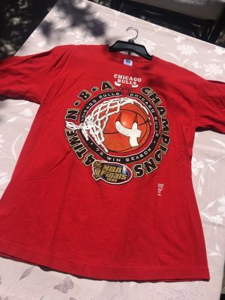 1996 Chicago Bulls Nba Champions Red T Shirt 4 - Times Xl