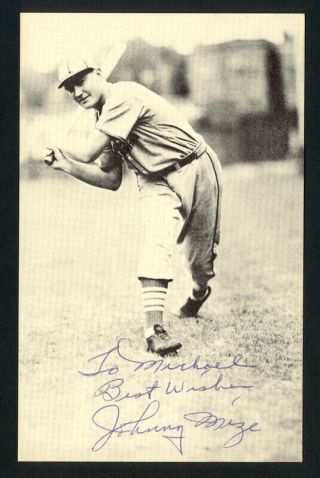Johnny Mize Hof Ny Yankees Signed Auto Vintage Postcard (personalized) D.  1993