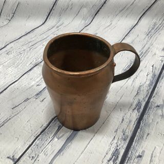 Vintage Antique Handmade Hammered Copper Pitcher With Handle 6.  5 " H X 5.  5 " W