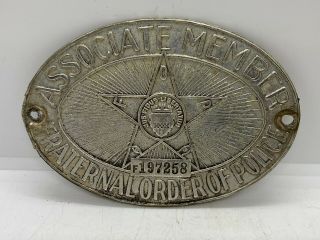 Vintage Fop Associate Member Fraternal Order Of Police License Plate Tag Topper