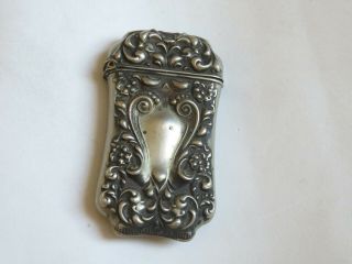 Victorian Repousse Sterling Silver Match Safe Holder (y622)