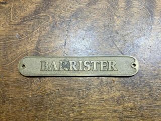Vintage Brass Barrister Door Plate / Lawyers Office Name Plaque