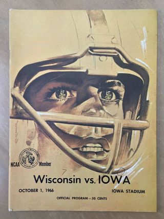 Vintage 1966 Ncaa Wisconsin Badgers @ Iowa Hawkeyes Football Program - 10/1