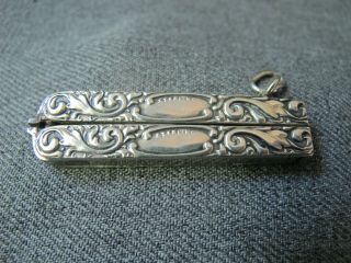 Antique Scrolls Sterling Folding Sewing Scissors For Chatelaine Fob Pendant