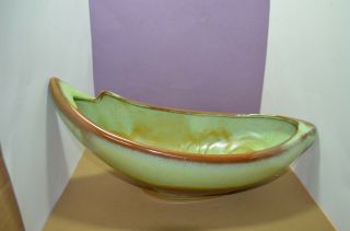 Vintage Frankoma Pottery Prairie Green Boat Planter/vase 211
