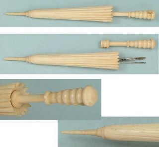 Antique Carved Bone Paraso / Umbrella Needle Case English Circa 1890 2