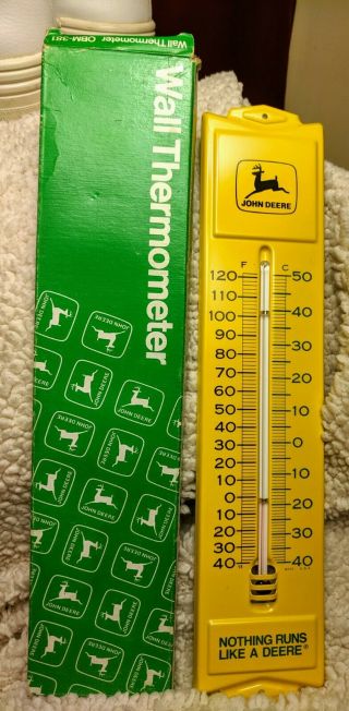 Vintage John Deere Metal Wall Thermometer 13”,  2 Legged Deer - Obm 381 Made In Usa