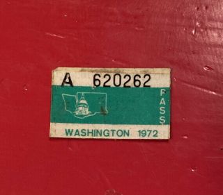 1972 Washington Passenger Vehicle License Plate Tag Yom Legal