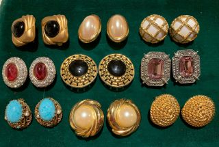 9 Pairs Of Vintage 1980’s Clip Earrings